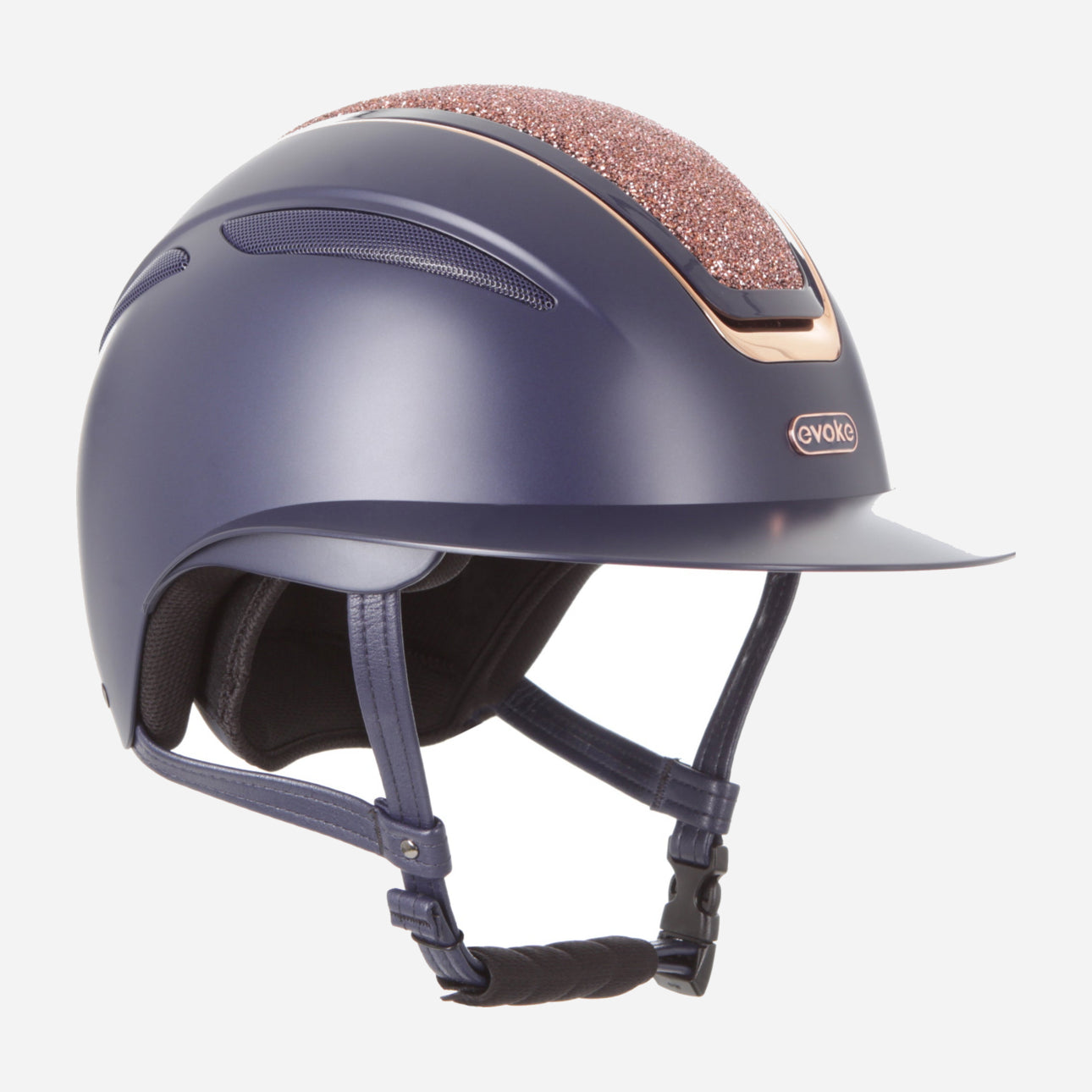 Callisto Wide Peak Navy Rose Gold Crystal