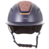 Callisto Wide Peak Helmet In Navy Rose Gold Crystal