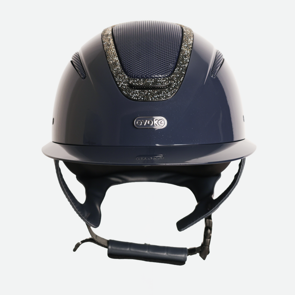Elara Wide Peak Navy Metallic Steel Crystal Frame