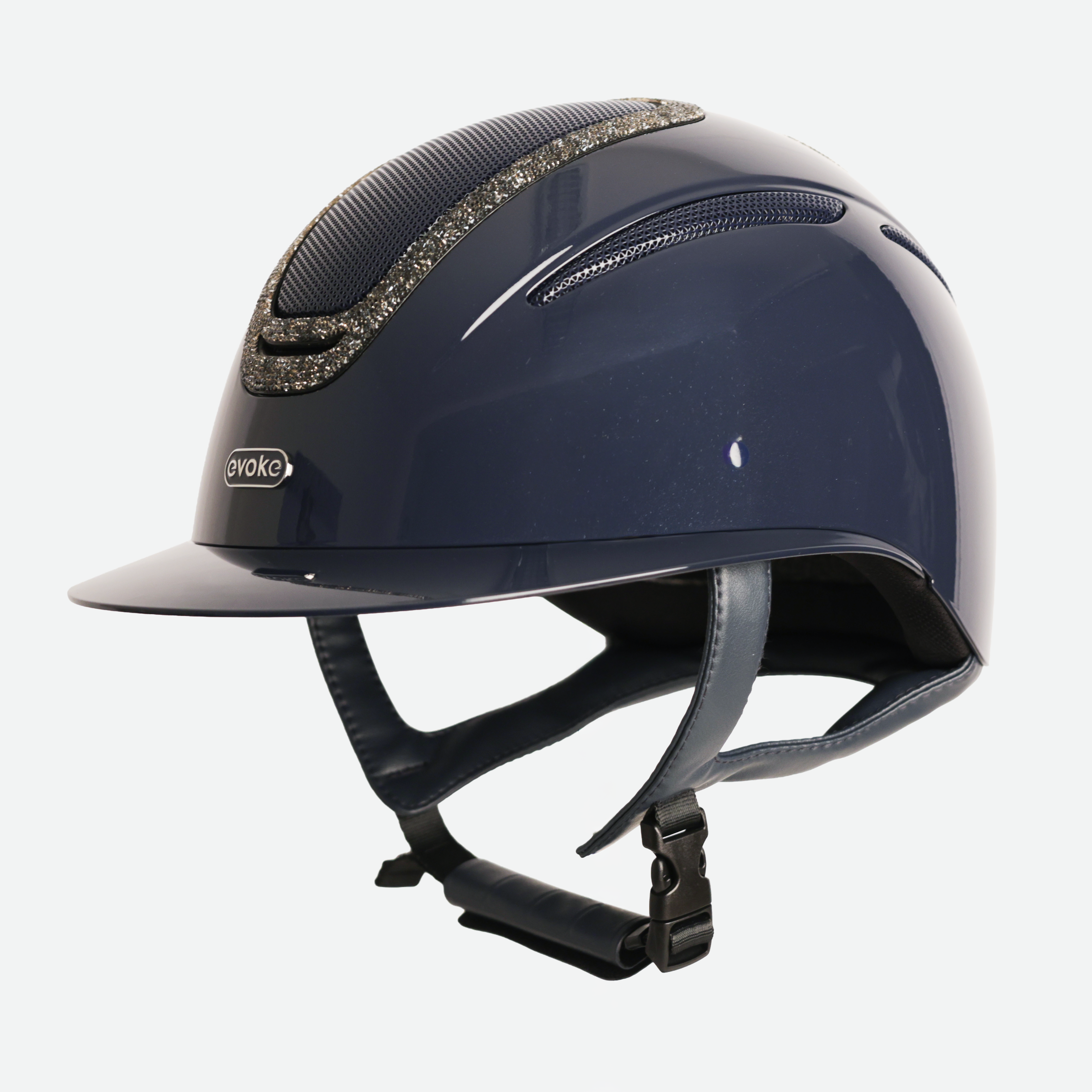 Elara Wide Peak Navy Metallic Steel Crystal Frame