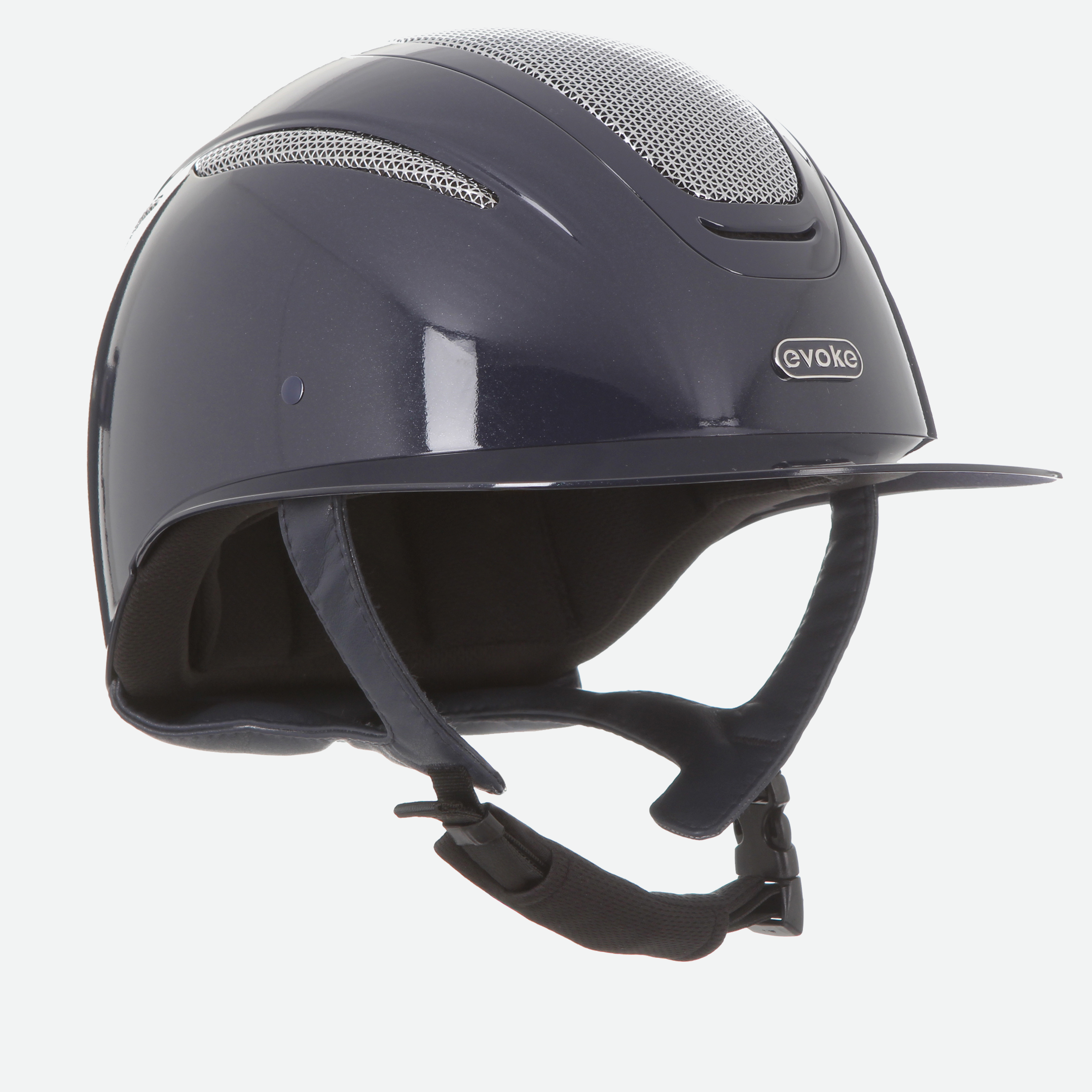Elara Wide Peak Navy Metallic Silver Chrome