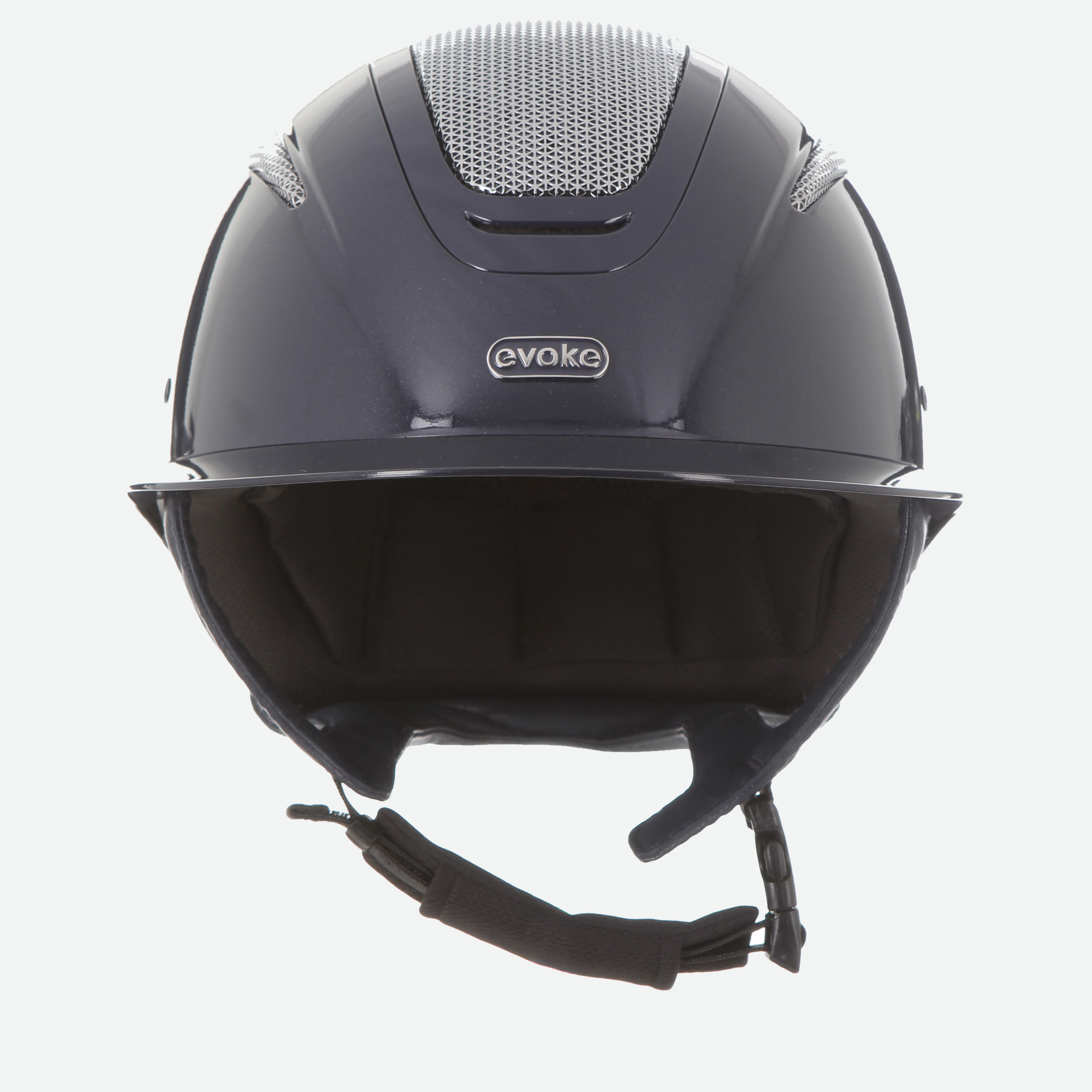 Elara Wide Peak Navy Metallic Silver Chrome