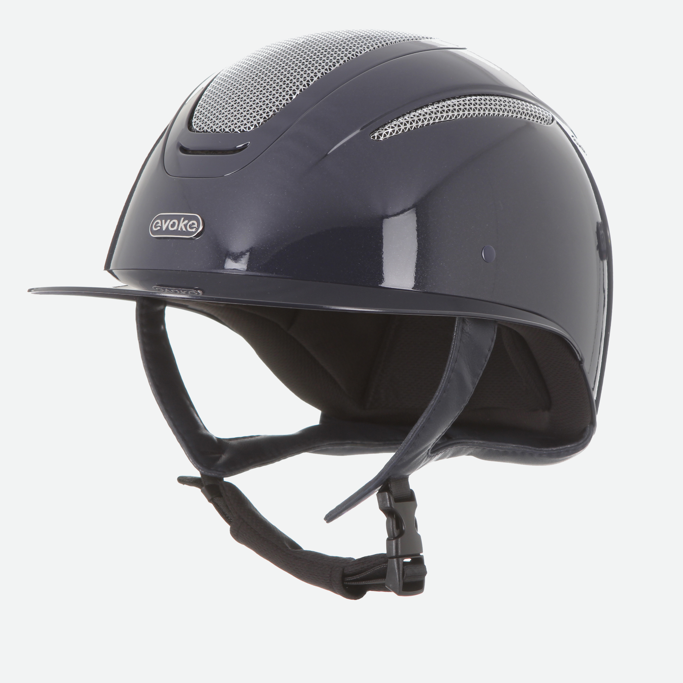 Elara Wide Peak Navy Metallic Silver Chrome
