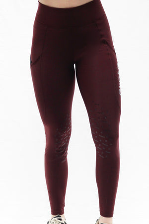 evoke Performance Riding Leggings - Knee Grip - Burgundy