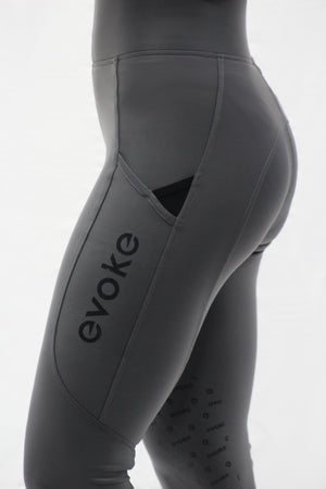 evoke Performance Riding Leggings - Knee Grip - Gunmetal