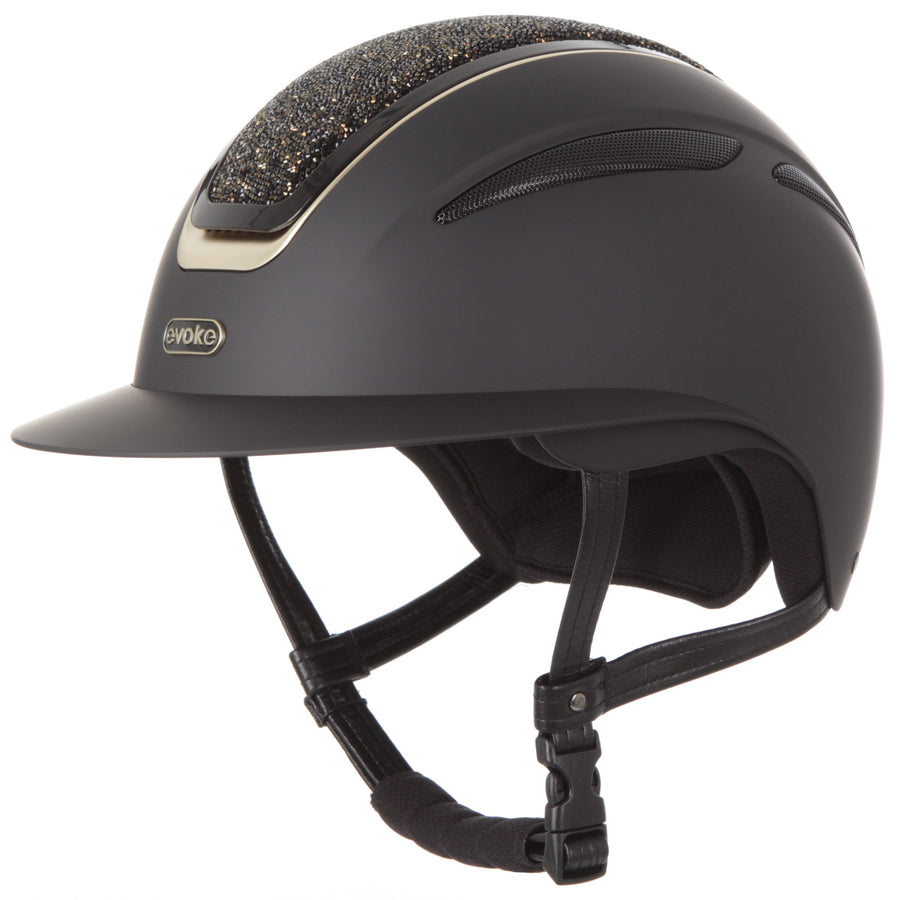 Callisto Wide Peak Helmet In Black Gold Crystal 