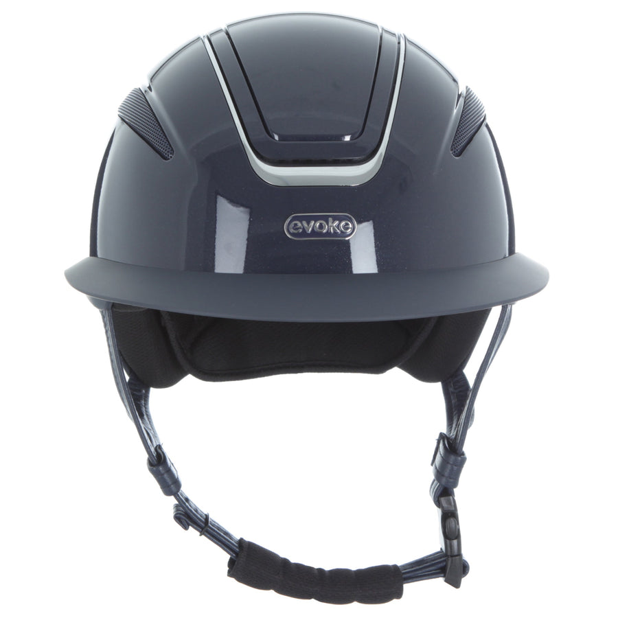 Callisto Wide Peak Helmet In Navy Metallic Chrome 