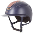 Load image into Gallery viewer, Callisto Wide Peak Helmet In Navy Rose Gold Crystal 
