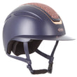 Load image into Gallery viewer, Callisto Wide Peak Helmet In Navy Rose Gold Crystal 
