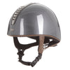 Orion Jockey Skull  Helmet In High Shine Carbon Gunmetal Tan